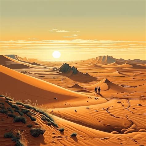 Premium Ai Image Desert Landscape Illustration