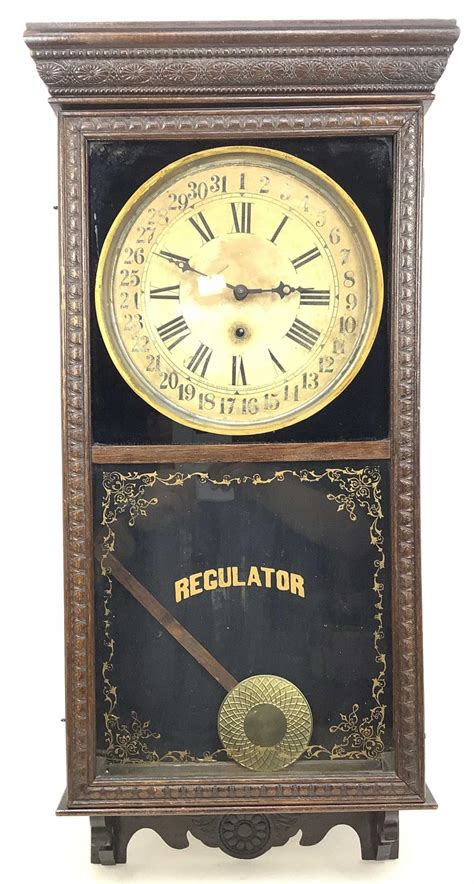 Bid Now Antique Sessions Regulator Pendulum Wall Clock February 6