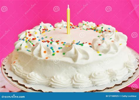 Birthday Cake With 1 Candle Stock Image Image Of Three Baked 57188925