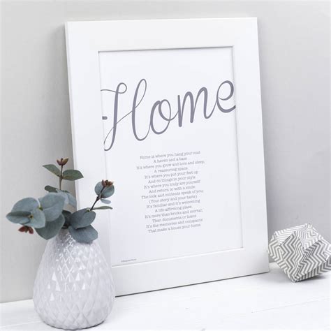 Personalised Home Print With Home Poem By Bespoke Verse