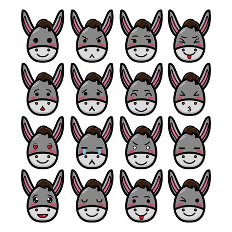 Premium Vector Set Collection Of Cute Head Donkey Mascot Design