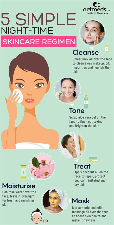 Skincare Routine Amazing Night Time DIY Ideas For A Glowing Skin Infographic