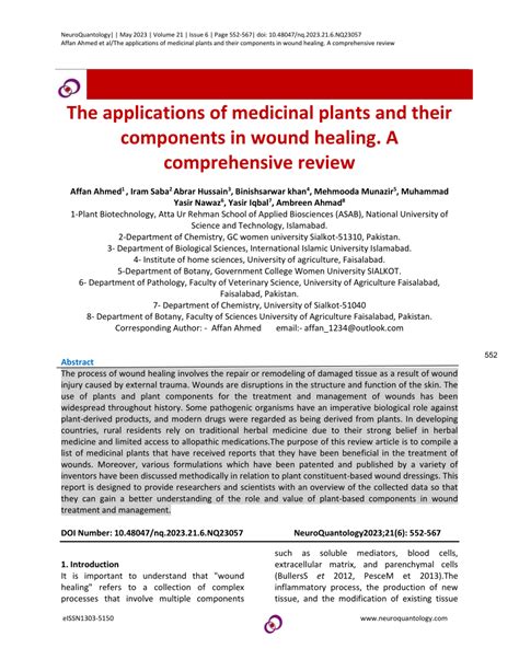 Pdf The Applications Of Medicinal Plants And Their Components In