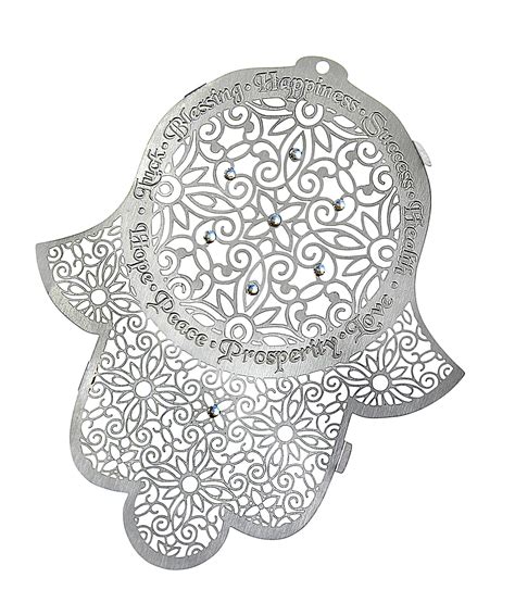 Hamsa Wall Hanging With English Blessing And Lace Design