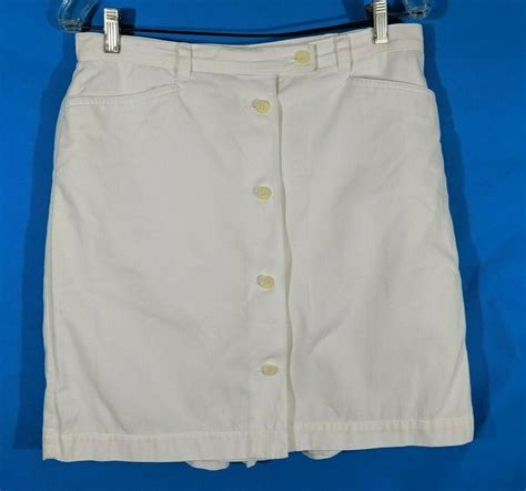 Womens 12 Skort White Jones New York Cotton Button Front Zipper Pockets