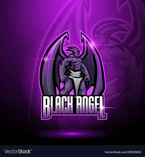 Black Angel Esport Mascot Logo Design Royalty Free Vector