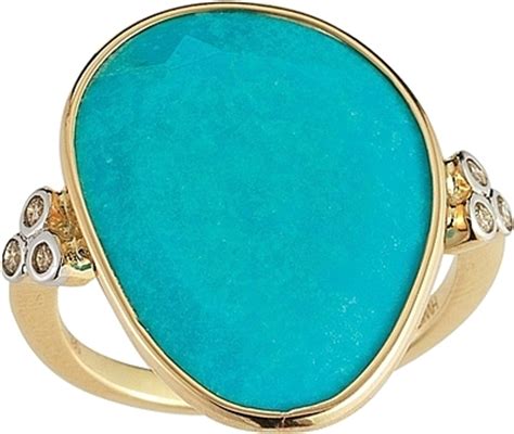 14k Yellow Gold Diamond Turquoise Ring 18ct TW 200 1006