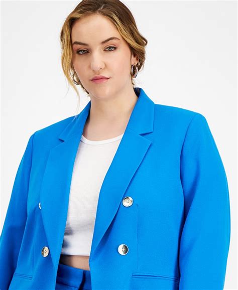 Bar Iii Plus Size Textured Crepe Faux Double Breasted Jacket Created For Macy S Macy S