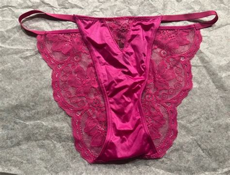 Victorias Secret Very Sexy String Cheeky Panty Pink Satin And Lace Medium Nwt 11 00 Picclick