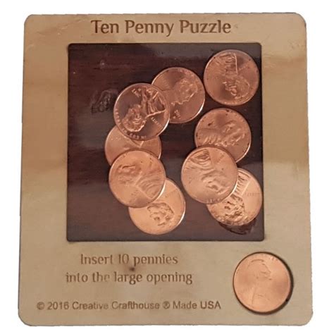 Although not very difficult, this puzzle is an intresting idea and it might have only one solution (i am not 100% sure). 10 Penny Puzzle | Creative Crafthouse 10Penny