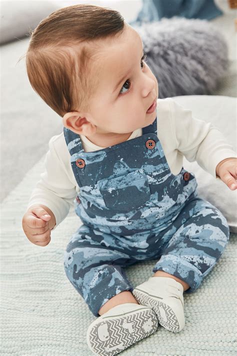 Boys Next Blue Camouflage Dungarees And Bodysuit Set 0mths 2yrs