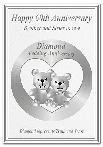 60th Wedding Anniversary Cards Diamond 60 Sixty Year Happ
