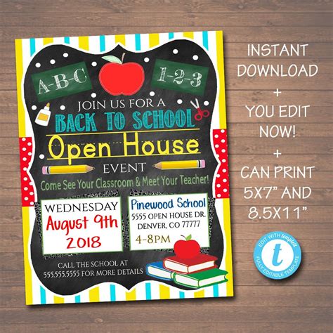 Editable School Open House Flyer Printable Pta Pto Flyer School