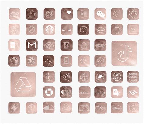 Ios 14 App Icons 127 Ios14 Pink Aesthetic Rose Gold App Etsy