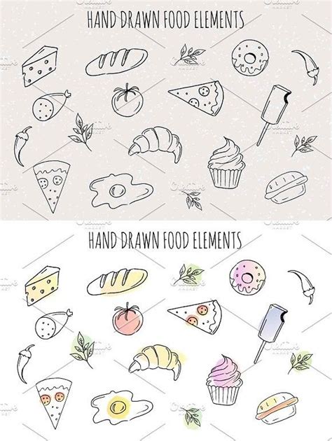 Vector Hand Drawn Food Elements How To Draw Hands Vector Hand Food