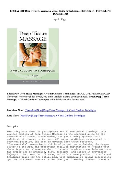 Download Pdf Deep Tissue Massage A Visual Guide To Techniques Art Riggs By Caitlinbird