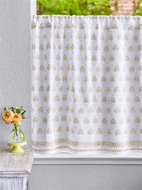 Romantic Kitchen Curtains White Gold Saffron Marigold
