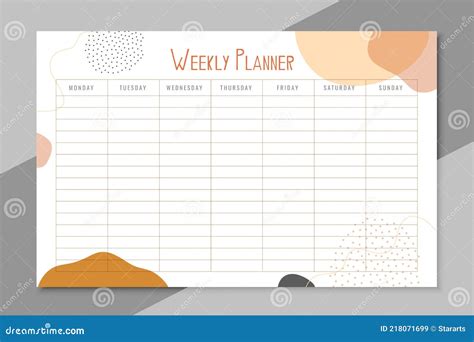 Planner Template For One Week Stock Vector Illustration Of Timetable