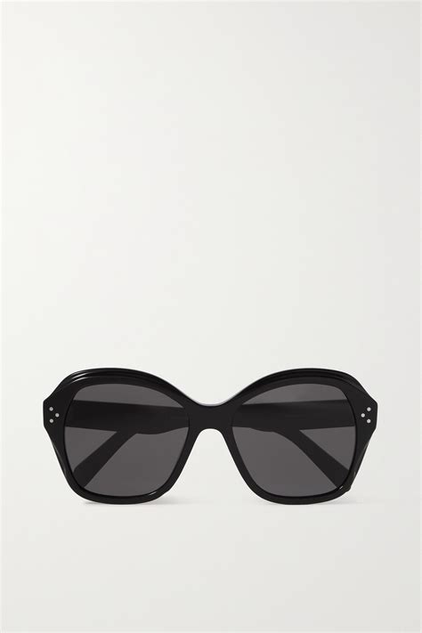 celine oversized round frame acetate sunglasses in black modesens
