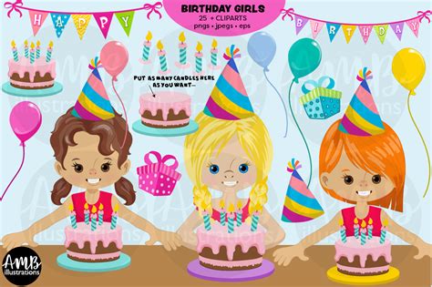 Birthday Girls Party Clipart Amb 2977