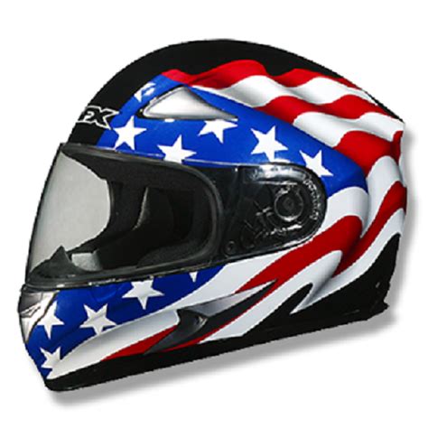 Full face motorcycle helmets not only provide the best protection but the features packed into current models offer optimum comfort and mobility. AFX American Flag FX90 Unisex Black Full Face Motorcycle ...