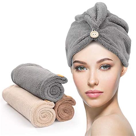 Yfong Microfiber Hair Towel Pack Hair Towel With Button Super
