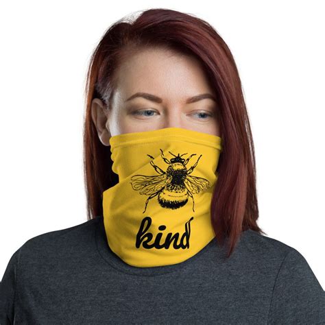 Bee Kind Face Mask Yellow Kindness Neck Gaiter Cute Happy Head Band