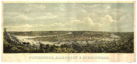 Pittsburgh Allegheny And Birmingham Pennsylvania 1871 Birds Eye View