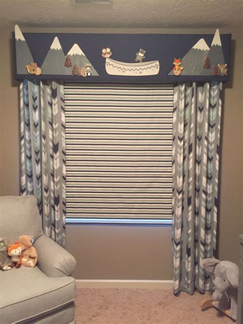 Custom Baby Boy Nursery Valance Roman Shade And Side Curtains By Treat