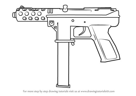 How To Draw Tec 9 From Counter Strike Counter Strike Step By Step