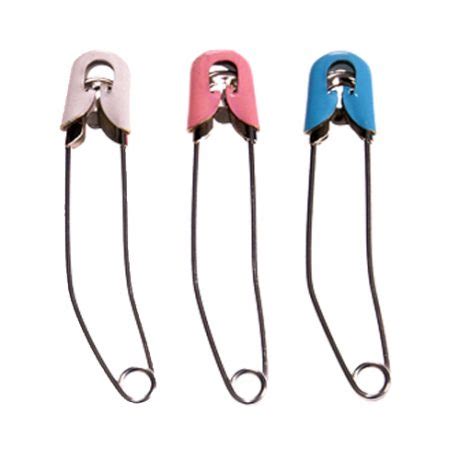 Stainless Steel Nappy Pins With Enamelled Brass Locking Cap Assorted