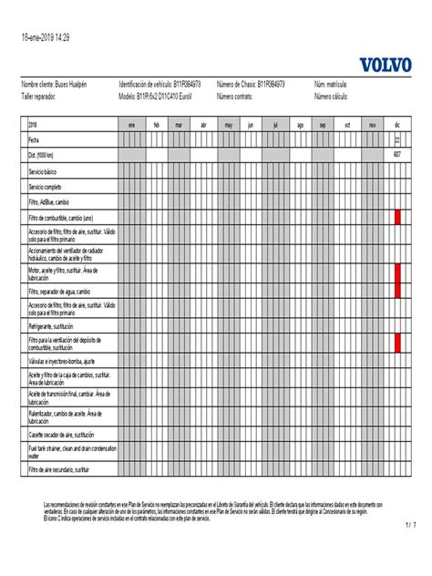 Plan De Mantenimiento Volvo B11r Pdf Lubricante Ingeniería Mecánica