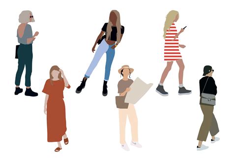 Flat Vector People Illustration Pack 6 Casual Women Etsy