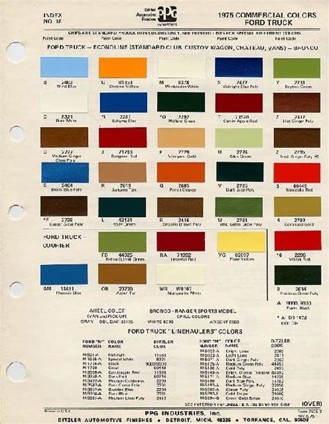 Bronco Color Chart Ford Bronco Car Paint Colors Ford