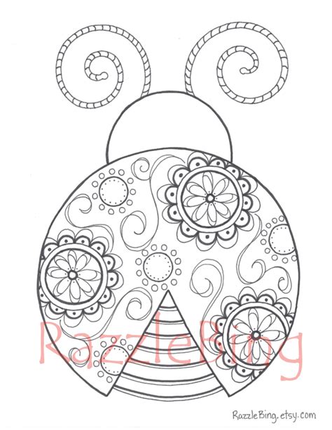 Diy Printable Coloring Page Zentangle Inspired Lady Bug Swirlzendoodle