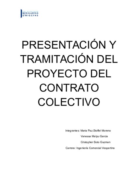 Doc PresentaciÓn Y TramitaciÓn Del Proyecto Del Contrato Colectivo