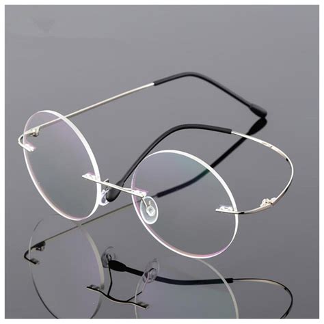 flexible light weight titanium rimless optical glasses frame round clear lens glasses myopia