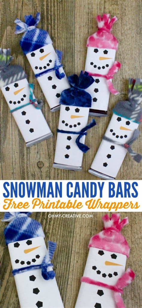 The template is sized for candy bars that measure approximately 5 inches by 2.25 inches, but it can be. Snowman Free Printable Candy Bar Wrapper Template - Oh My ...