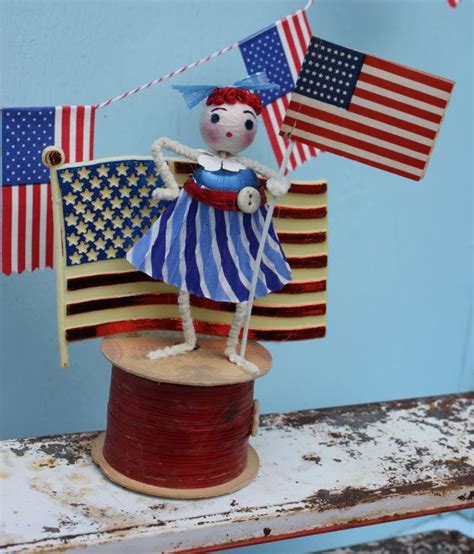 Vintage Style Spun Head Gal Fourth Of July Giant By Magpieethel