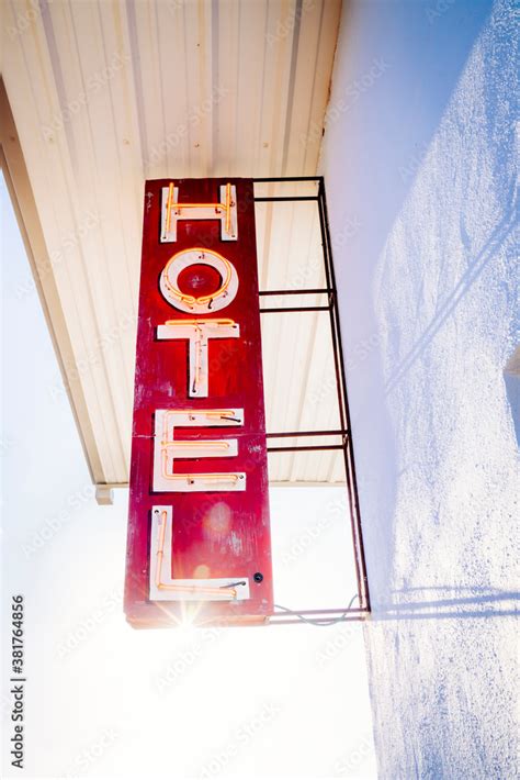 Vintage Hotel Sign With Sun Flare Stock Photo Adobe Stock