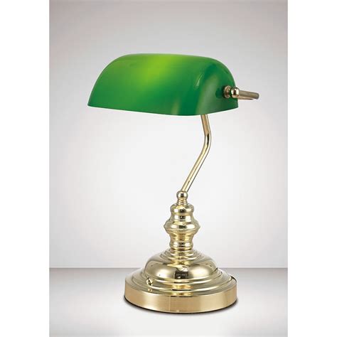 Deco D0084 Morgan Single Light Bankers Desk Lamp In Polished Brass