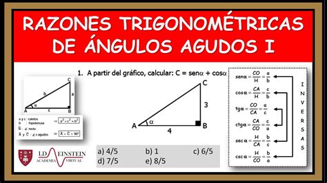 Trigonometr A Razones Trigonom Tricas I Ejercicio Nivel
