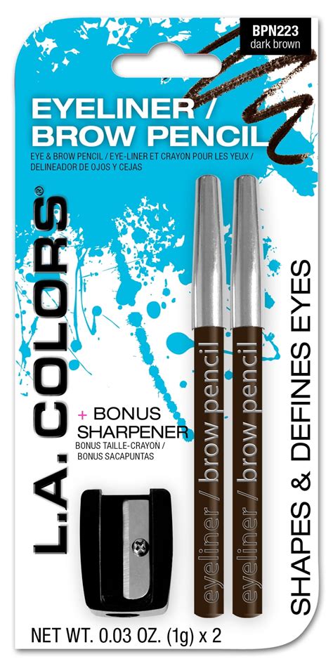 La Colors 2pc Pencil Eyeliner And Brow With Sharpener Dark Brown 003