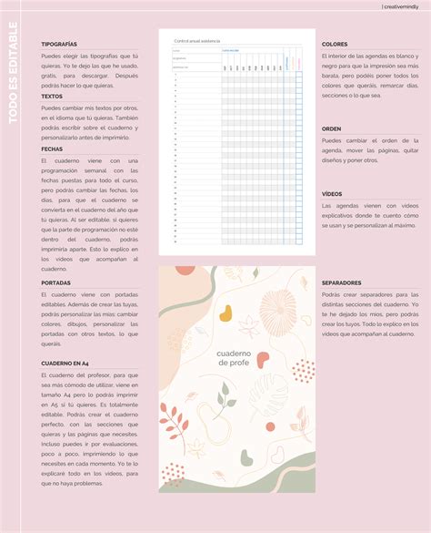 Creative Mindly Cuaderno De Profesor Editable E Imprimible Editable