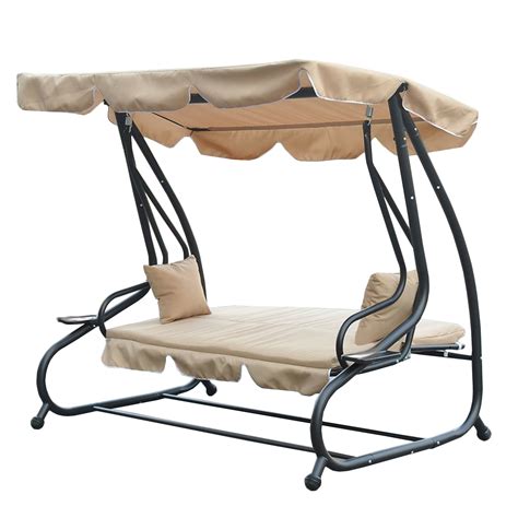 Costway outdoor patio swing canopy 3 person canopy. Marquette Canopy Swing : Allen Roth Swings 3 Person Brown ...