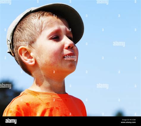 Little Boy Crying Outdoor Stock Photo Alamy