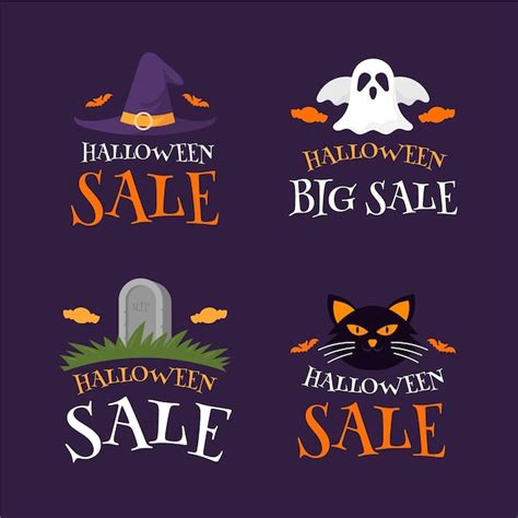 Free Vector Flat Halloween Sale Labels Collection