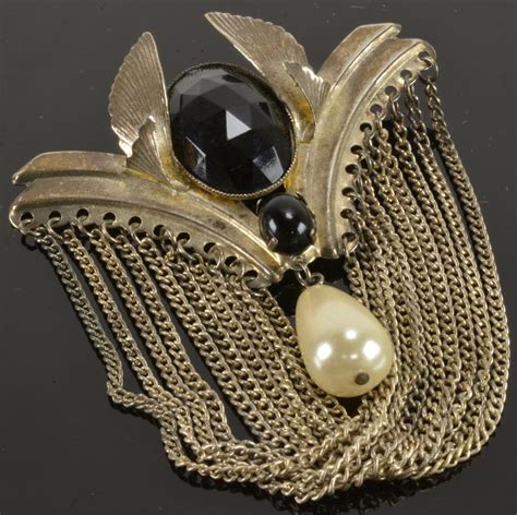 Sold Price Vintage Art Deco Jewelry Chain Mesh Pin November 6 0120