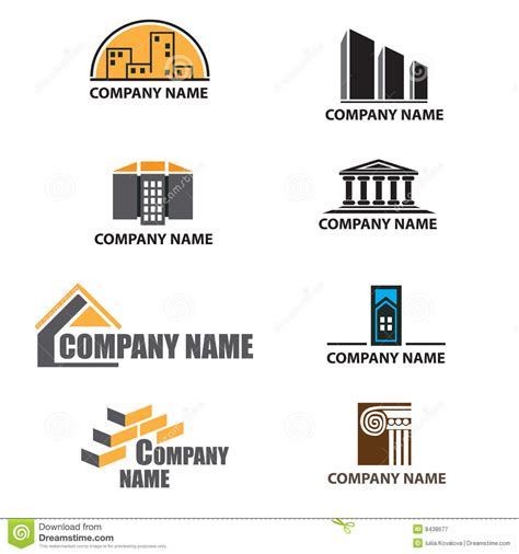 Set Of Building Company Logos Stock Vector Illustration Of Icon