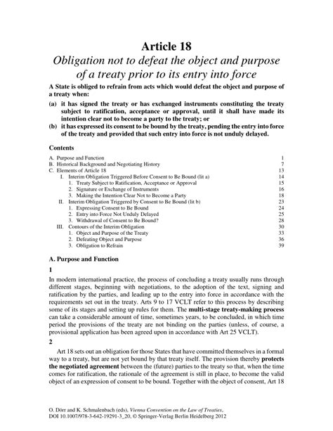 Driving 100kph on a superhighway is permissible but driving the. (PDF) Article 18. Obligation not to defeat the object and purpose of a treaty prior to its entry ...